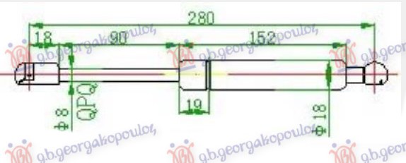 AMORTIZER GEPEK VRATA (630N) AUDI 80 1991-1994 (8C2/8C5)