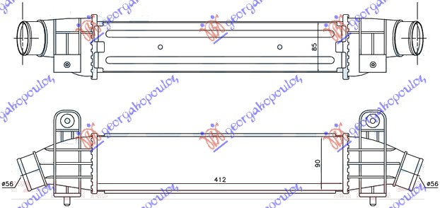 HLADNJAK INTERKULERA 2.0-2.2 TDCi-TDDi (412x91x85) FORD MONDEO 2000-2007 (B5Y)