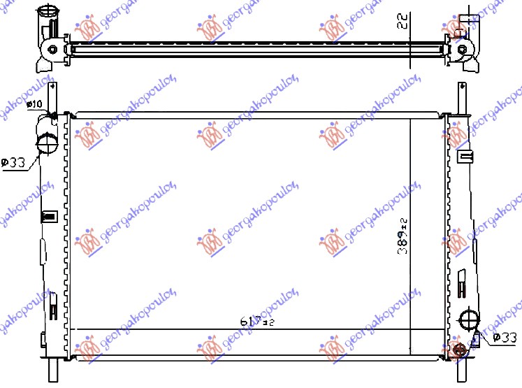 HLADNJAK MOTORA 1.8/2.0 BENZIN (MAN/AUTO) (+AC) (62x40.5) FORD MONDEO 2000-2007 (B5Y)
