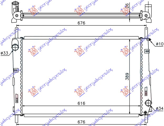 HLADNJAK MOTORA 2.5i 24V BENZIN (+AC) (62x39.5) FORD MONDEO 2000-2007 (B5Y)