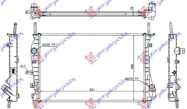 HLADNJAK MOTORA DIZEL (+AC) (62x39.7) 02- FORD MONDEO 2000-2007 (B5Y)