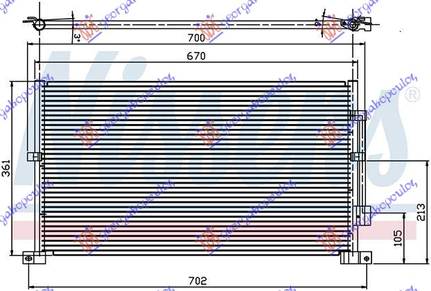 HLADNJAK KLIME ZA SVE MODELE BENZIN/DIZEL (670x361x16) -2002 FORD MONDEO 2000-2007 (B5Y)