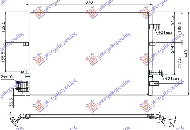 HLADNJAK KLIME ZA SVE MODELE BENZIN/DIZEL (670x451x16) 2002- FORD MONDEO 2000-2007 (B5Y)