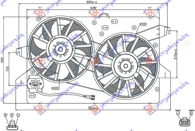 VENTILATOR (DUPLI) KOMPLET (BENZIN/DIZEL) (+AC) FORD MONDEO 2000-2007 (B5Y)