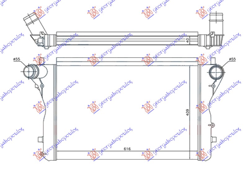 HLADNJAK INTERKULERA 2.0 (S3) (610x410x40) 55 CEO ALUMINIJUM AUDI TT 2006-2014 (8J3/8J9)