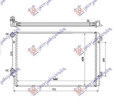 HLADNJAK MOTORA 1.8/2.0 TFSi BENZIN (650x450x34) (MEHANICKI SPOJ) AUDI A3 2003-2008 (8P1/8PA)