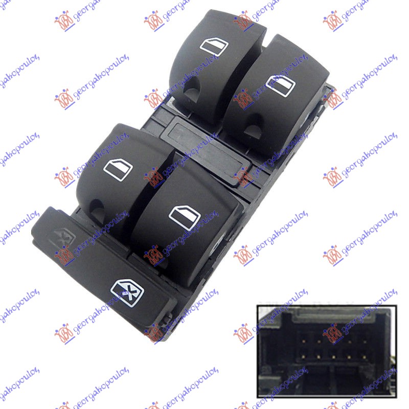 PREKIDAC U PREDNJIM VRATIMA (4 TASTERA) (10 PIN) AUDI A6 2004-2008 (4F2/4F5)