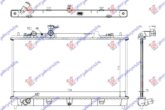 HLADNJAK MOTORA 1.8/2.0 BENZIN (MAN) (375x740x16) (KOYO) MAZDA 6 2008-2013 (GH/GJ/GL)