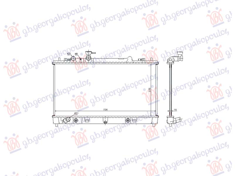 HLADNJAK MOTORA 1.8/2.0 BENZIN (AUTO) (375x740x16) MAZDA 6 2008-2013 (GH/GJ/GL)