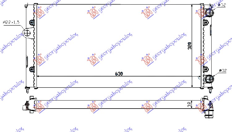 HLADNJAK MOTORA 1.6/1.8/2.0i8V/1.9TDi (630x320x32) VW GOLF 3 1992-1998 (1H1/1H5)