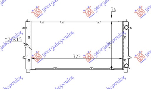 HLADNJAK MOTORA 1.8/2.0/2.5/2.8 BENZIN / 1.9/2.4 D/TD 2.5 TDI DIZEL (720x360x34) (MEHANICKI SPOJ) VW TRANSPORTER 1991-1996 (T4) (70A/70H/7DA/7DH)