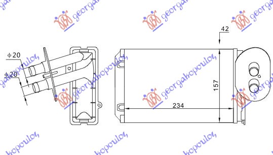 GREJAC KABINE (+AC) (235x157) VW TRANSPORTER 1991-1996 (T4) (70A/70H/7DA/7DH)