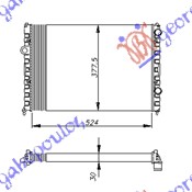 HLADNJAK MOTORA 1.6/1.8/2.0 (MAN) (-AC) (52.5x37.7) VW PASSAT 1993-1996 (3A2/35I/3A5)