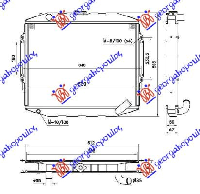 HLADNJAK MOTORA 2.5 TDi (MAN/AUTO) (+/-AC) (45x59.8x5.3) (BAKAR) MITSUBISHI PAJERO 1996-2001 (V3/W)
