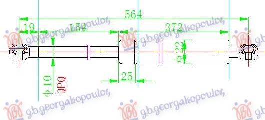 AMORTIZER GEPEK VRATA (564L-620N) VOLVO XC60 2008-2013 (156)