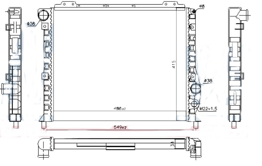 HLADNJAK MOTORA 2.0/2.5 (+/-AC) (49x41.5) ALFA ROMEO ALFA 75 85-92