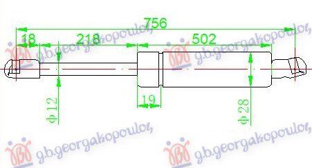 AMORTIZER GEPEK VRATA (755L-970N) VW TRANSPORTER 2010-2015 (T5) (7HA/7HH/7EA/7EH)