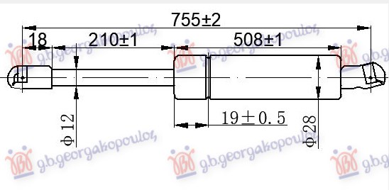 AMORTIZER GEPEK VRATA (MULTIVAN) (755L-1130N) VW TRANSPORTER 2010-2015 (T5) (7HA/7HH/7EA/7EH)