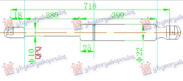 AMORTIZER GEPEK VRATA (719L-870N) VW CADDY 2010-2015 (2KB/2KJ/2CB/2CJ)
