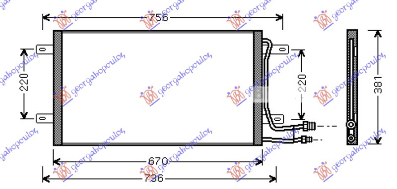 HLADNJAK KLIME ZA SVE MODELE (663x379x22) VW LT 1998-2006 (2D)