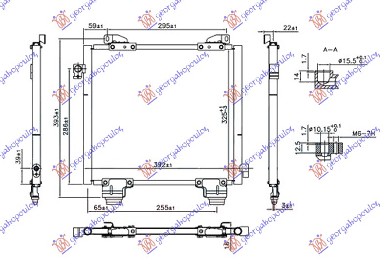 HLADNJAK KLIME 1.1i 16V (355x330x16) SUZUKI ALTO 1999-2007 (SH410/HA12/HA23/HA22/HA24)