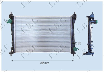 HLADNJAK MOTORA 1.4/1.6 TUR 1.3/1.9 D (88KW) (+/-AC) (62x39)  BRAVO 07-14