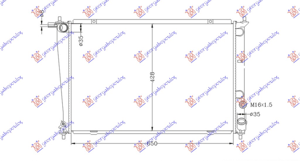 HLADNJAK MOTORA 2.4CC 8V (+/-AC) (65x44.5) HYUNDAI H1 VAN 1998-2007 (A1)