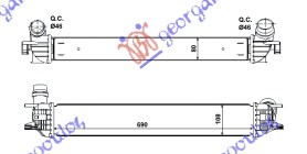 HLADNJAK INTERKULERA 1.6i 16V - 1.5DCi (690x112x80) RENAULT LATITUDE 2010-2016 (L70)