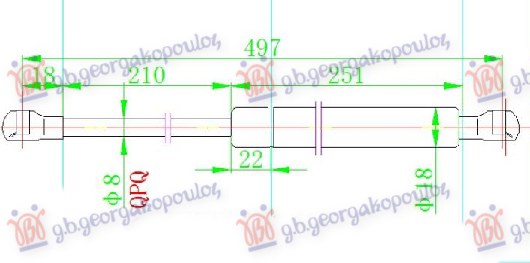 AMORTIZER GEPEK VRATA (497L-590N) RENAULT LAGUNA 2007-2015 (BT0/BT1)