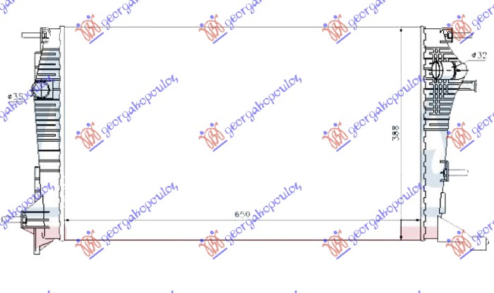 HLADNJAK MOTORA 2.0 16V TCE BENZIN / 1.9/2.0 dCi DIZEL (650x390x26) RENAULT MEGANE H/B - S.W. 2008-2014 (KM0/KM1)