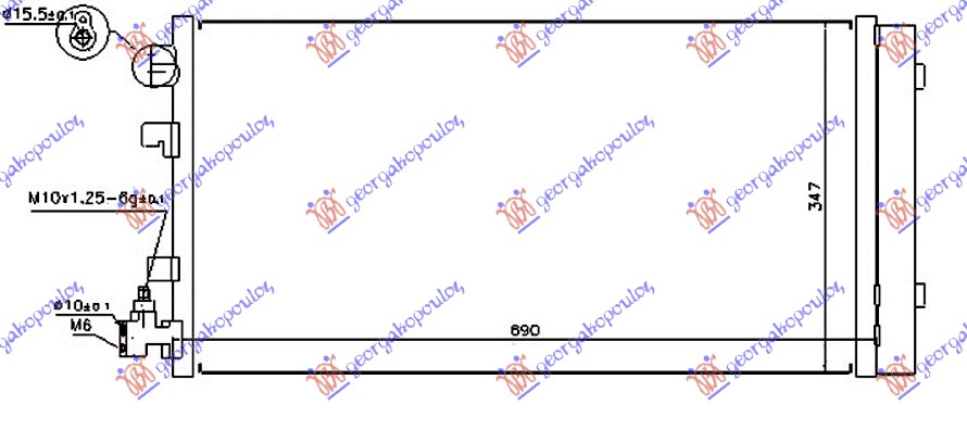 HLADNJAK KLIME BENZIN/DIZEL (650x350) -2011 RENAULT MEGANE H/B - S.W. 2008-2014 (KM0/KM1)