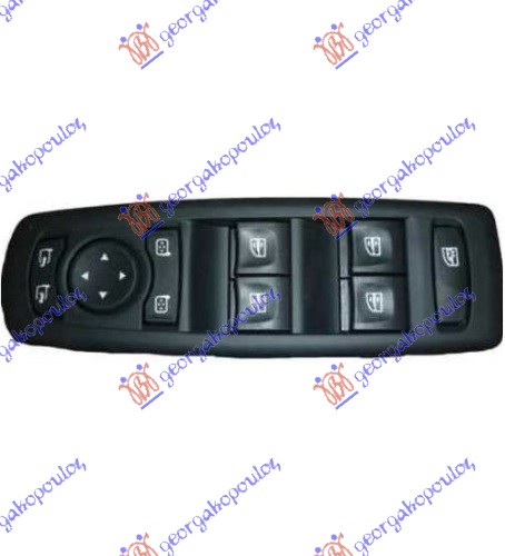 PREKIDAC U PREDNJIM VRATIMA (4 TASTERA) (CRNI OKVIR) (ELEK-SKLOPIV RETROVIZOR) (2 KONEKTORA) (13+6 PIN) RENAULT MEGANE H/B - S.W. 2008-2014 (KM0/KM1)