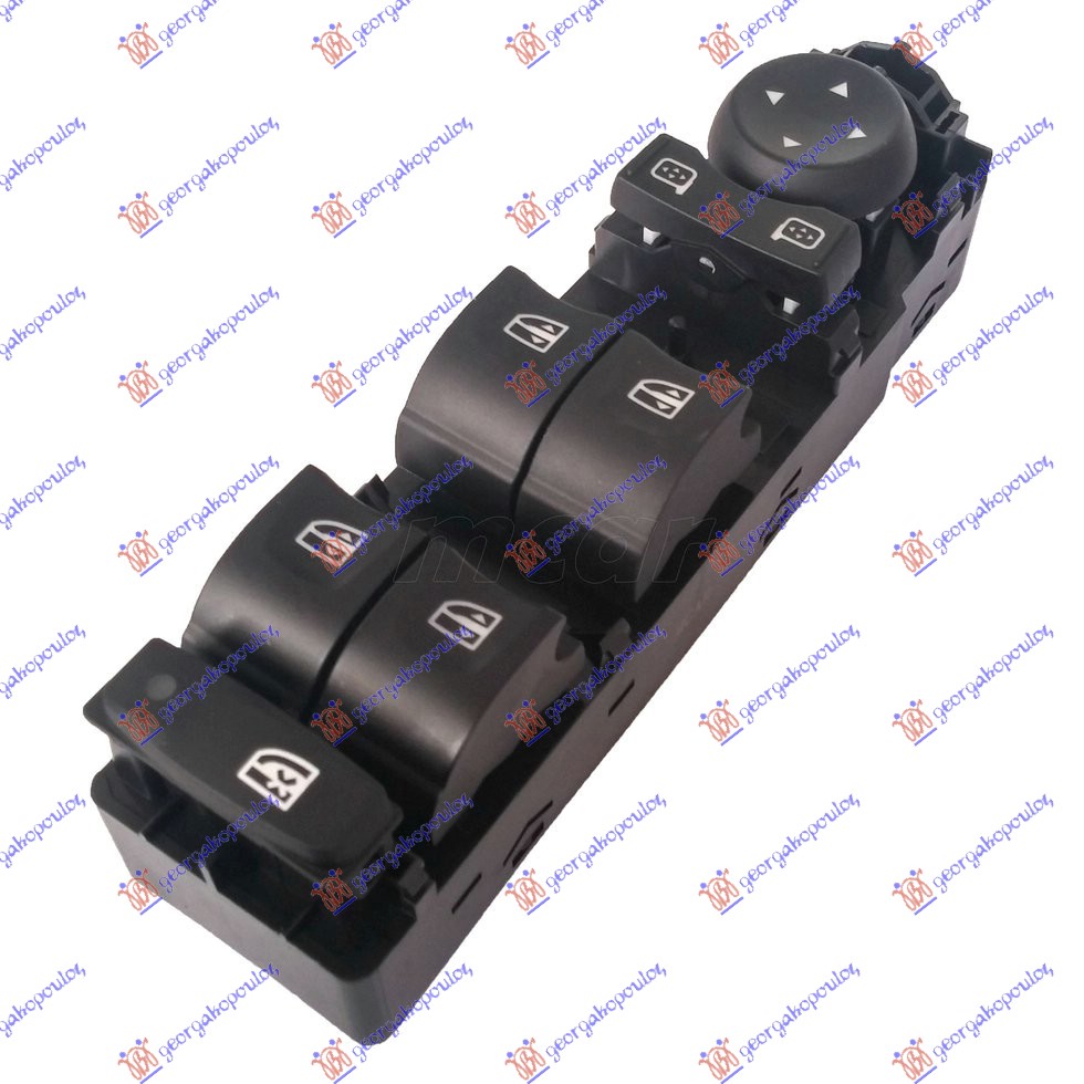PREKIDAC U PREDNJIM VRATIMA (1 KONEKTOR) (BEZ OKVIRA) (4 TASTERA) (13 PIN) RENAULT MEGANE H/B - S.W. 2008-2014 (KM0/KM1)