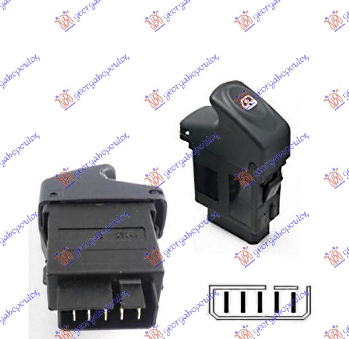 PREKIDAC U PREDNJIM VRATIMA (AUTO) (5 PIN) RENAULT KANGOO 1998-2003 (KC0/KC1)