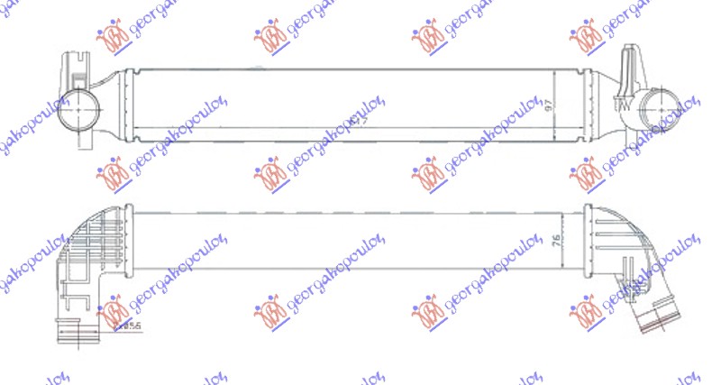 HLADNJAK INTERKULERA 1.4 Tsi BENZIN - 2.0 Tdi DIZEL (620x100x76) VW POLO 2009-2014 (6R1)