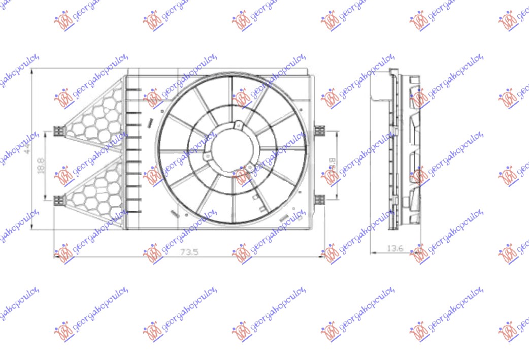 NOSAC VENTILATORA (1.0/1.0/1.2TSI/1.2 12V/ 1.2/1.4/1.6 16V/2.0 - 1.2/1.4/1.6/1.9 TDI) SKODA ROOMSTER 2010-2015 (5J7)