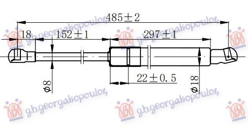 AMORTIZER GEPEK VRATA KARAVAN (485L-645N) SEAT IBIZA 2015-2017 (6J5/6P1)