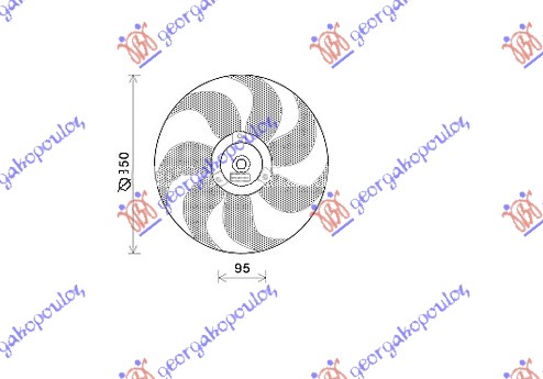 VENTILATOR HLADNJAKA (MOTOR+ELISA) (BENZIN-DIZEL) (-AC) VW POLO 1994-1999 (6N1)