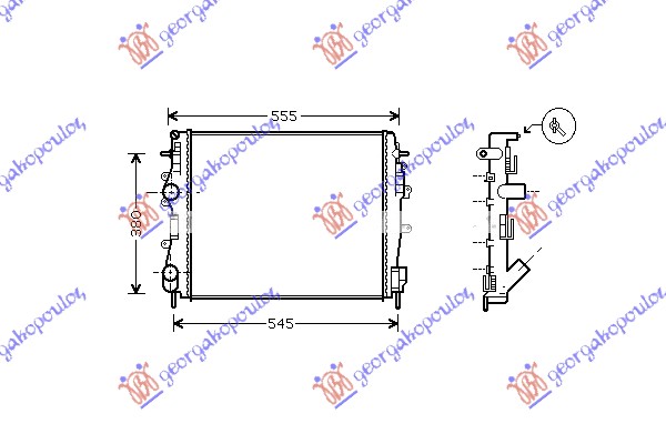HLADNJAK MOTORA 1.5cc DCi (+/-AC) (46x47) RENAULT KANGOO 2003-2008 (KC0/KC1)
