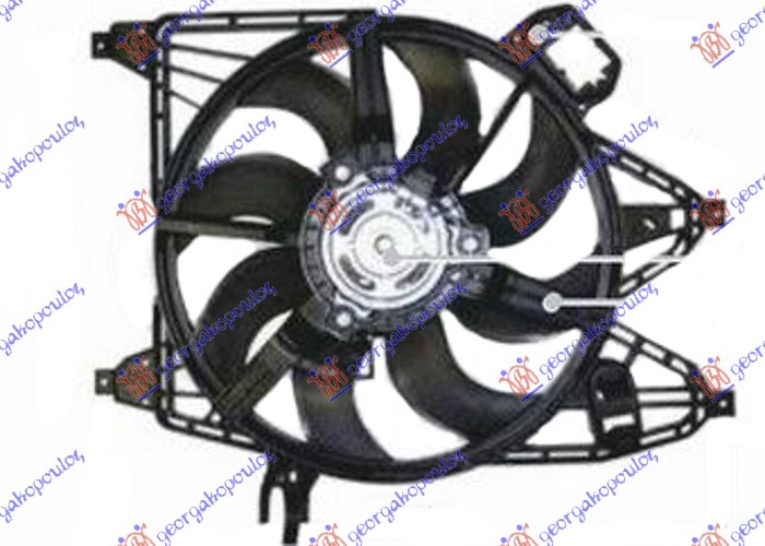VENTILATOR KOMPLET (1.5/1.9 DCI DIZEL) (+AC) (385mm) (400W) (2 PIN) RENAULT KANGOO 2003-2008 (KC0/KC1)