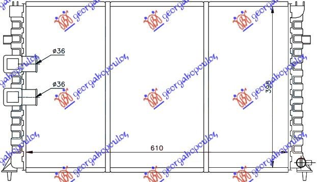 HLADNJAK MOTORA 3.0i 24V / 2.1 TD (MAN) (61x39.8) CITROEN XANTIA 1993-2001 (X1/X2)