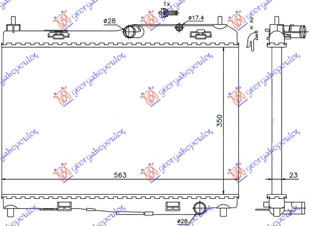 HLADNJAK MOTORA 1.25/1.4/1.6 BENZIN (MAN) (+/-AC) (56x35.5) FORD FIESTA 2008-2013 (CB1/JHJD)