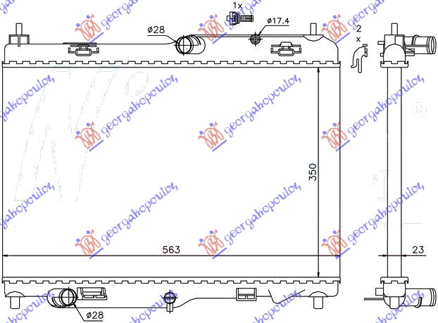 HLADNJAK MOTORA 1.4/1.6 TDCI (MAN) (+/-AC) (56.3x35) FORD FIESTA 2008-2013 (CB1/JHJD)
