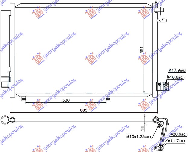 HLADNJAK KLIME BENZIN - 1.4 TDCi (575x360) FORD FIESTA 2008-2013 (CB1/JHJD)