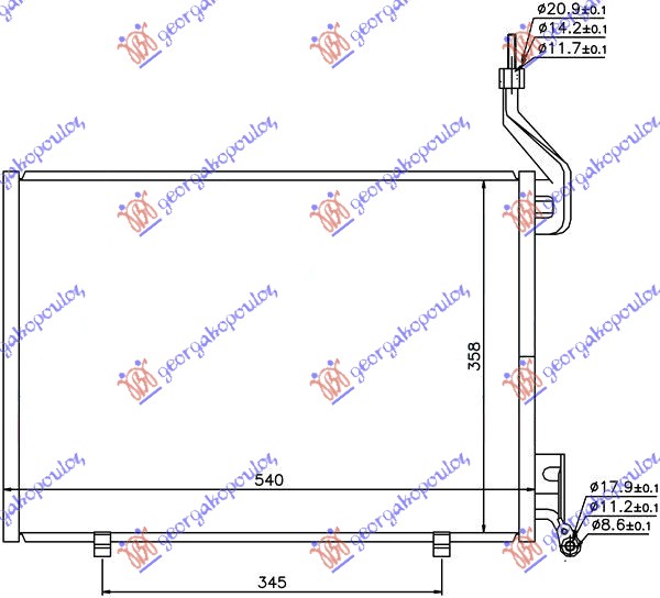 HLADNJAK KLIME 1.6 TDCi DIZEL (500x350x16) FORD FIESTA 2008-2013 (CB1/JHJD)