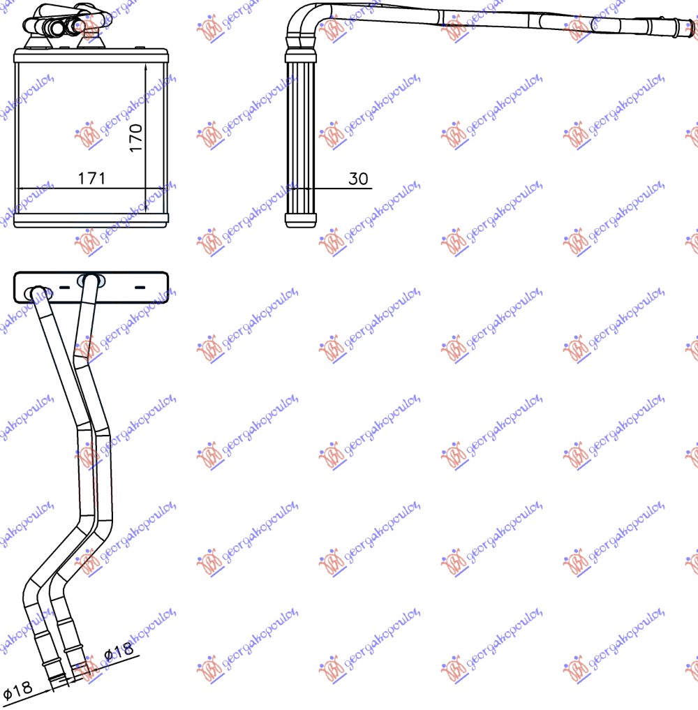 GREJAC KABINE (170x171x30) FORD FIESTA 2013-2017 (JD)