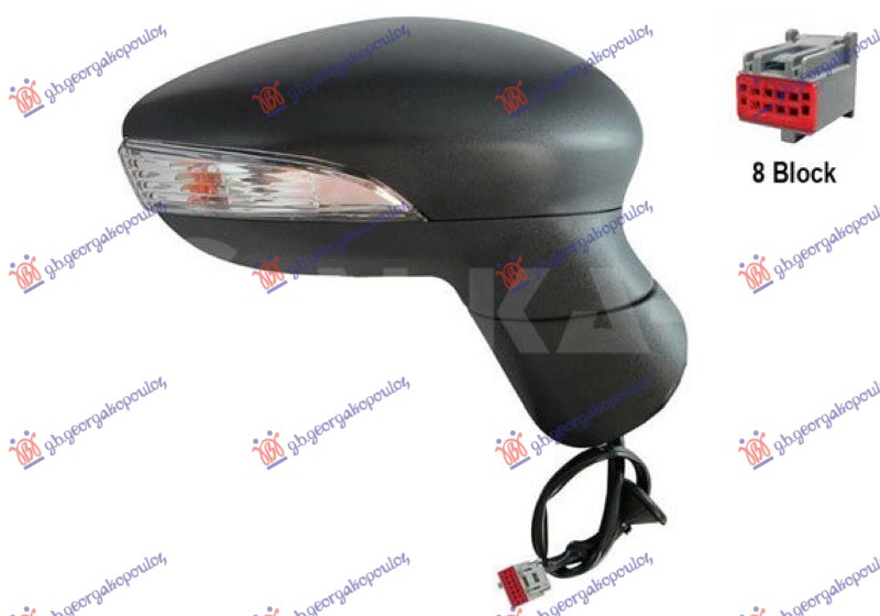 RETROVIZOR ELEKTRICNI (MIGAVAC) (ASFERICNO STAKLO) FORD FIESTA 2008-2013 (CB1/JHJD)