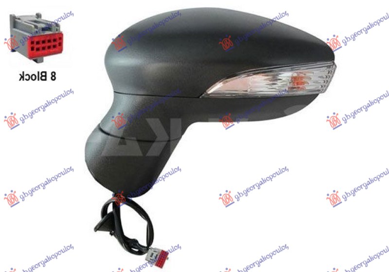 RETROVIZOR ELEKTRICNI (MIGAVAC) (ASFERICNO STAKLO) FORD FIESTA 2008-2013 (CB1/JHJD)