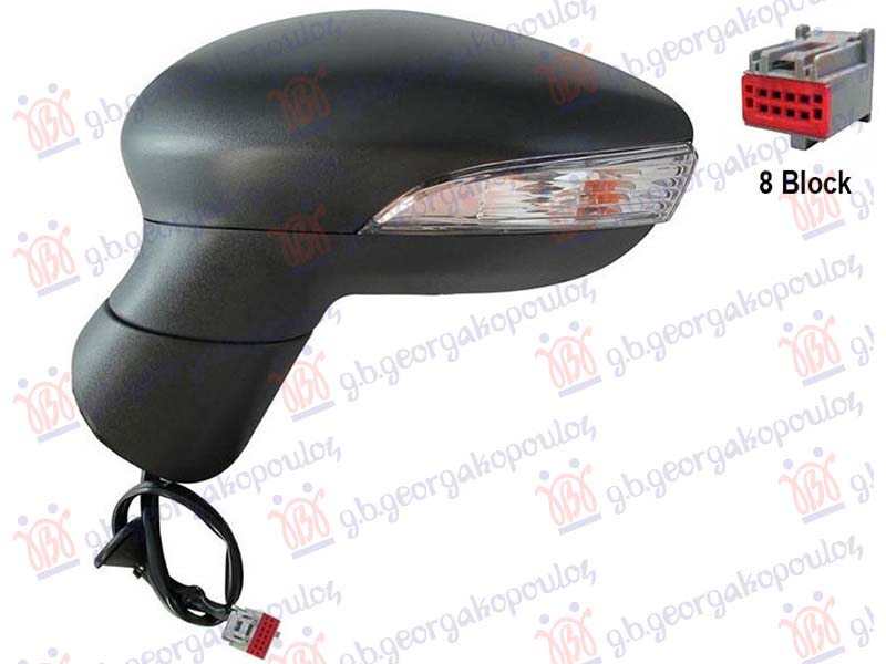 RETROVIZOR ELEKTRICNI SA GREJACEM (MIGAVAC) (ASFERICNO STAKLO) FORD FIESTA 2008-2013 (CB1/JHJD)