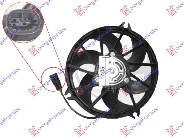 VENTILATOR KOMPLET (1.6/2.0 DIZEL) (340mm) (2 PIN) FIAT ULYSSE 2002-2011 (179/220)